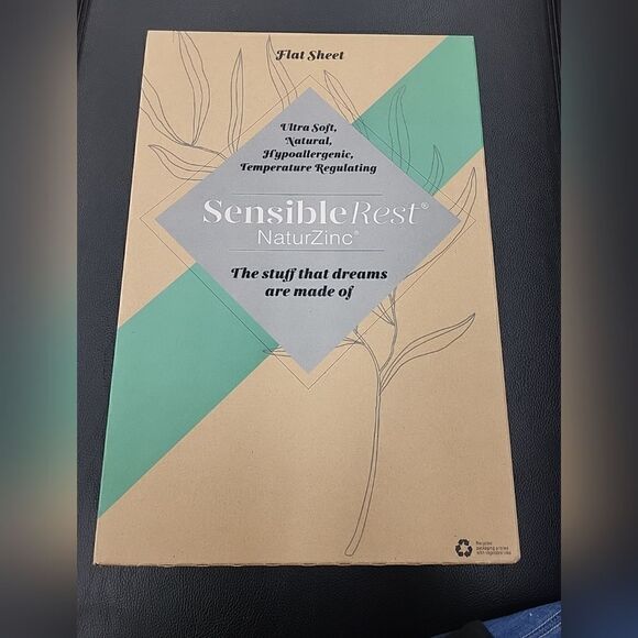 Brand New in Box SENSIBLE REST NaturZinc® King Flat Sheet Beige MSRP $170 - Picture 1 of 4